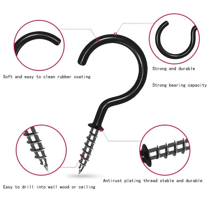 10pcs Vinyl Coated Ceiling Hooks Marker Shape Hooks Heavy Duty Screw Cup Hooks