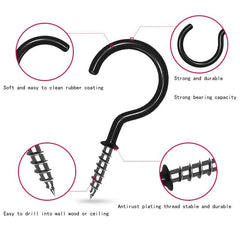 10pcs Vinyl Coated Ceiling Hooks Marker Shape Hooks Heavy Duty Screw Cup Hooks