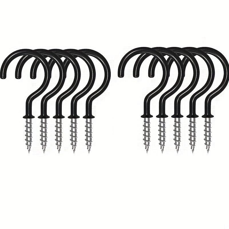 10pcs Vinyl Coated Ceiling Hooks Marker Shape Hooks Heavy Duty Screw Cup Hooks