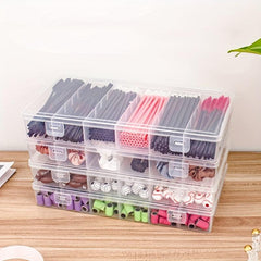 2pcs Clear Plastic Storage Boxes for Cosmetics and Tools