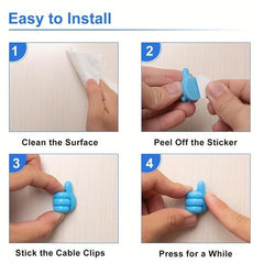 10pcs Silicone Thumb Hook Adhesive Wall Hook Cable Clip Organizer