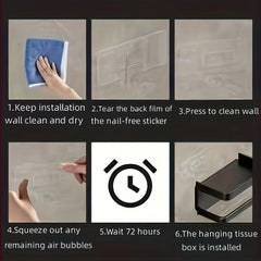 Wall-mounted Plastic Toilet Paper Holder Self-adhesive Double Layer