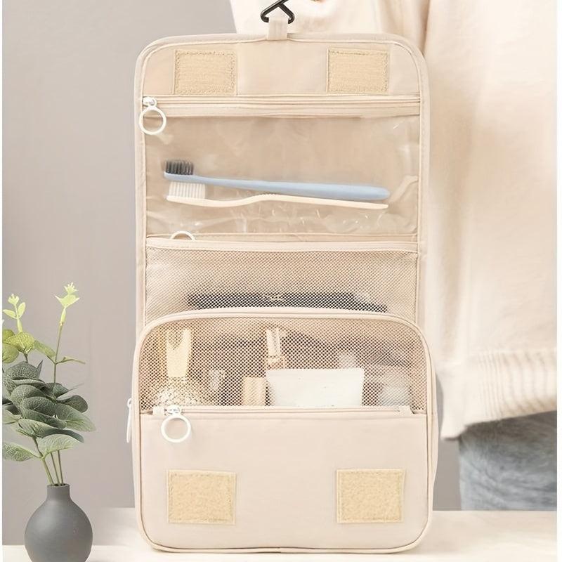 Waterproof Travel Cosmetic Bag with Compartments and Hooks