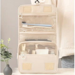 Waterproof Travel Cosmetic Bag with Compartments and Hooks