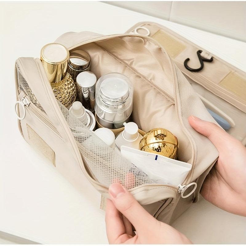 Waterproof Travel Cosmetic Bag with Compartments and Hooks