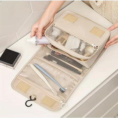Waterproof Travel Cosmetic Bag with Compartments and Hooks