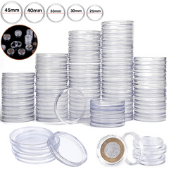 10pcs Transparent Plastic Coin Holder Capsules Storage Box Case Protection