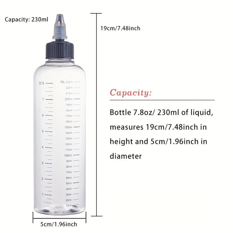 8 Pack 230ml Plastic Dispensing Bottle with Twist Cap for Liquids Oils Crafts
