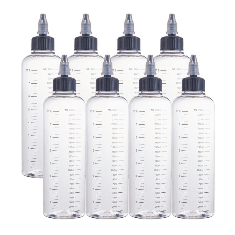 8 Pack 230ml Plastic Dispensing Bottle with Twist Cap for Liquids Oils Crafts