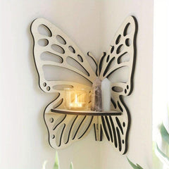 Wooden Butterfly Wall Shelf for Home Decor and Storage