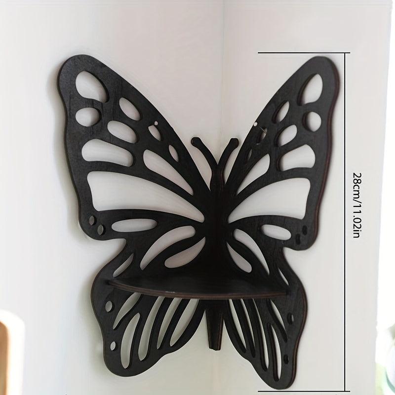 Wooden Butterfly Wall Shelf for Home Decor and Storage