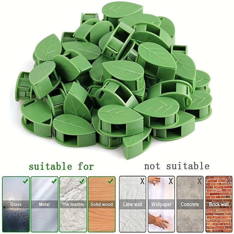 10pcs Plastic Leaf Plant Clip Green Pothos Climbing Vine Fixer