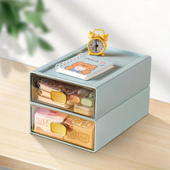 Stackable Desktop Organizer With Drawer Plastic Desk Stationery Organizer