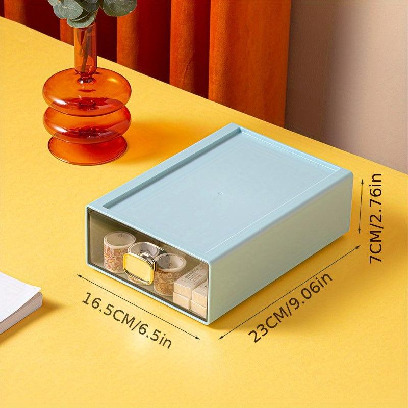 Stackable Desktop Organizer With Drawer Plastic Desk Stationery Organizer
