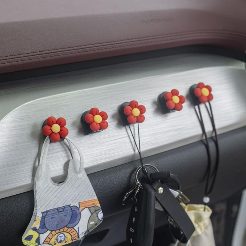 Red Flowers Car Hook - Car Front Hanging Storage Hook