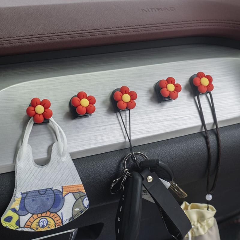 Red Flowers Car Hook - Car Front Hanging Storage Hook