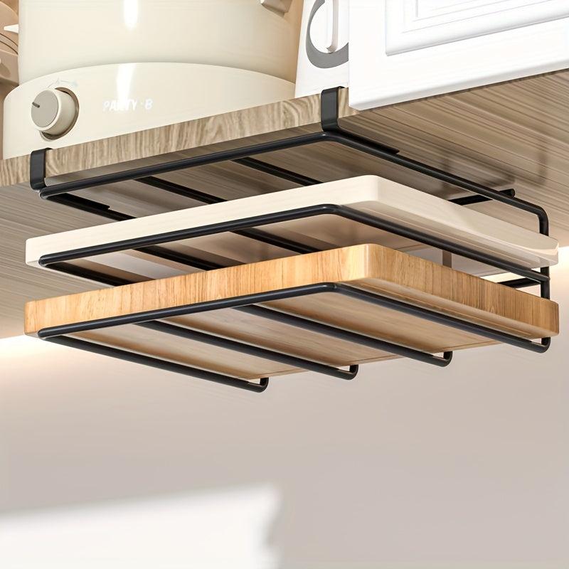 Stainless Steel Under Cabinet Storage Rack for Cutting Boards and Pot Covers