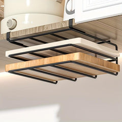 Stainless Steel Under Cabinet Storage Rack for Cutting Boards and Pot Covers