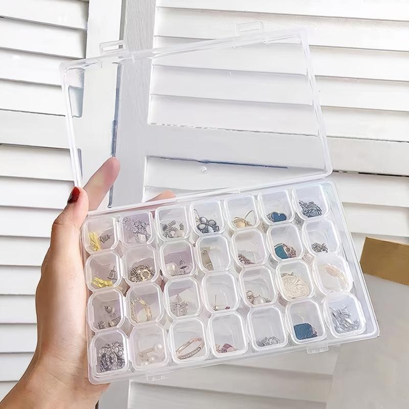 Grid Plastic Jewelry Box for Earrings and Nail Art