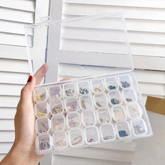 Grid Plastic Jewelry Box for Earrings and Nail Art