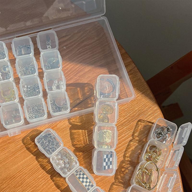 Grid Plastic Jewelry Box for Earrings and Nail Art