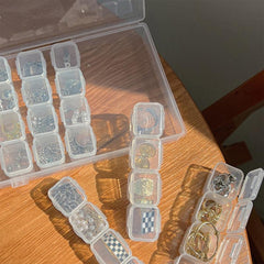 Grid Plastic Jewelry Box for Earrings and Nail Art