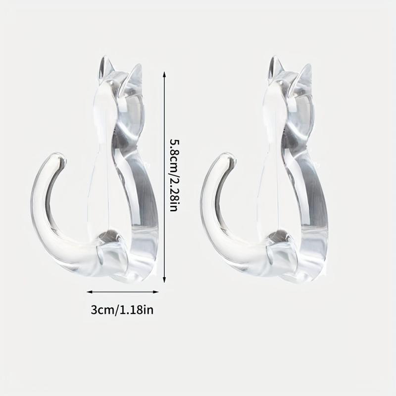 2pcs Cat Tail Hook Wall Hanging Hook Waterproof Hook For Kitchen Toilet Bathroom