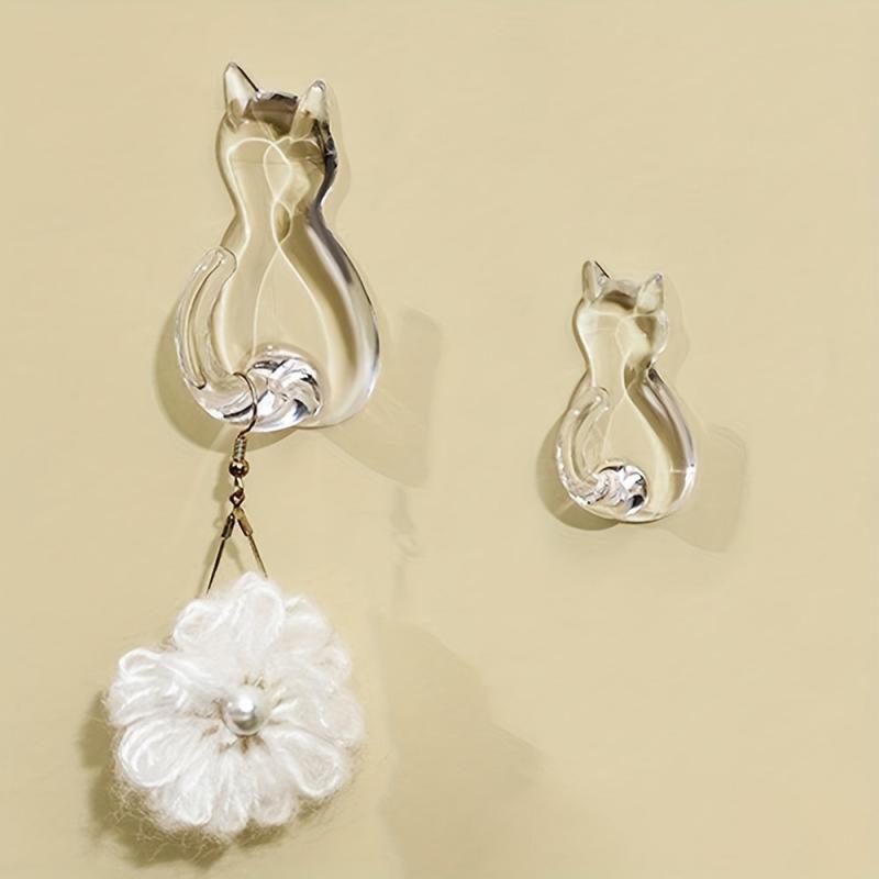 2pcs Cat Tail Hook Wall Hanging Hook Waterproof Hook For Kitchen Toilet Bathroom