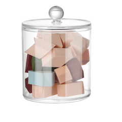 Acrylic Swab Organizer with Lid for Makeup Swabs - Bathroom and Dresser Storage