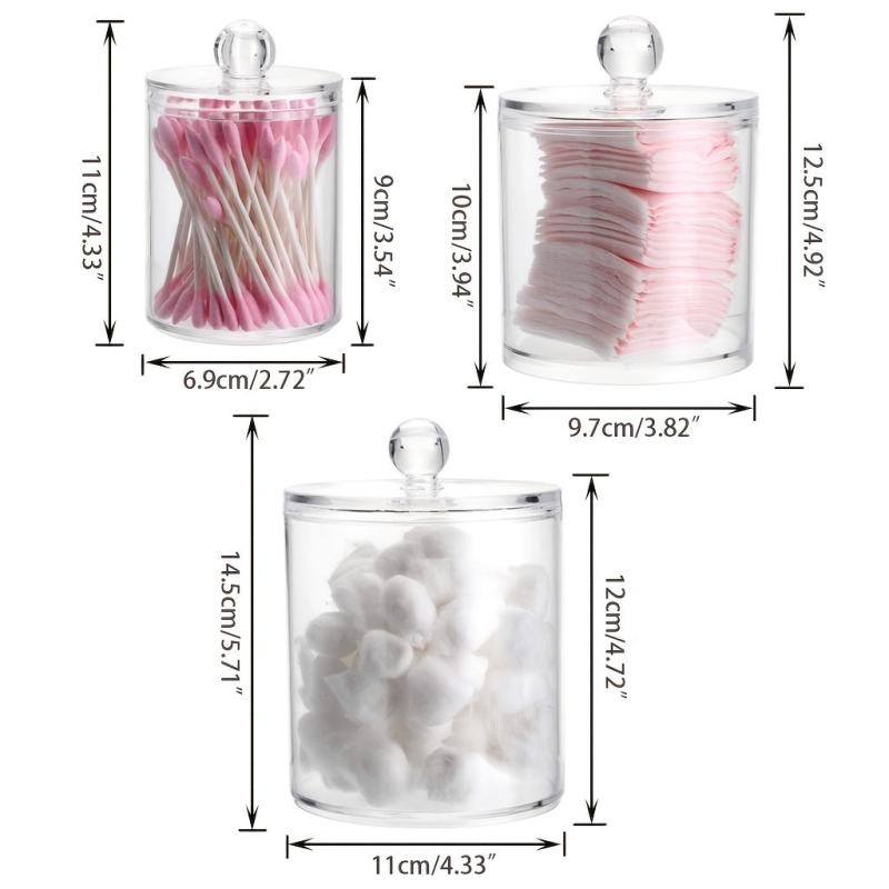 Acrylic Swab Organizer with Lid for Makeup Swabs - Bathroom and Dresser Storage