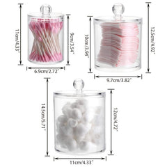 Acrylic Swab Organizer with Lid for Makeup Swabs - Bathroom and Dresser Storage