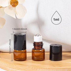 30 Pack 1ml Amber Glass Roller Bottle Set Essential Roll On Bottle