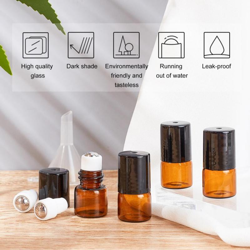 30 Pack 1ml Amber Glass Roller Bottle Set Essential Roll On Bottle