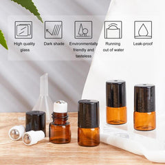 30 Pack 1ml Amber Glass Roller Bottle Set Essential Roll On Bottle