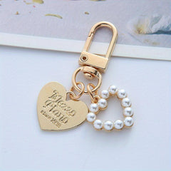 Faux Pearls Shell Heart Keychain Bag Pendant Mother's Gift
