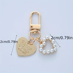 Faux Pearls Shell Heart Keychain Bag Pendant Mother's Gift