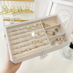Large Capacity Flannelette Jewelry Box Organizer for Earrings Necklaces Rings