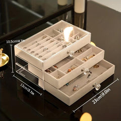 Large Capacity Flannelette Jewelry Box Organizer for Earrings Necklaces Rings