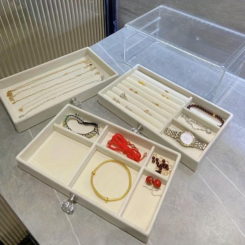 Large Capacity Flannelette Jewelry Box Organizer for Earrings Necklaces Rings