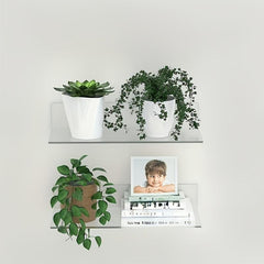 Clear Acrylic Floating Wall Shelf for Figures Plant Photo Storage