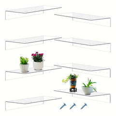 Clear Acrylic Floating Wall Shelf for Figures Plant Photo Storage