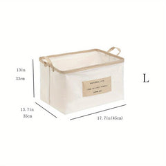 Large Linen Fabric Storage Bins with Handles for Toys and Closet Organization