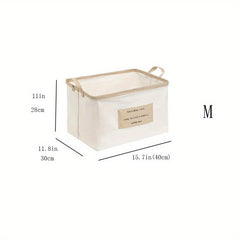 Large Linen Fabric Storage Bins with Handles for Toys and Closet Organization