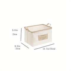 Large Linen Fabric Storage Bins with Handles for Toys and Closet Organization