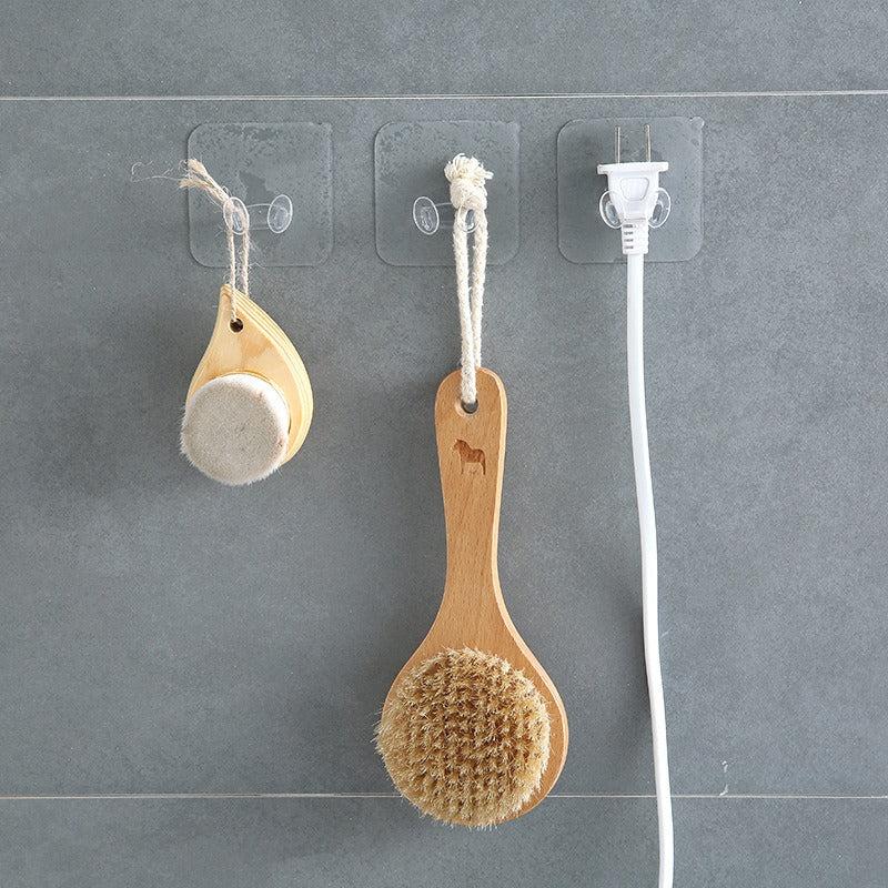 2pcs Transparent Wall Hook Self Adhesive Holder for Power Plug Socket