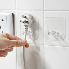 2pcs Transparent Wall Hook Self Adhesive Holder for Power Plug Socket
