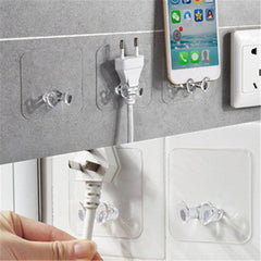 2pcs Transparent Wall Hook Self Adhesive Holder for Power Plug Socket