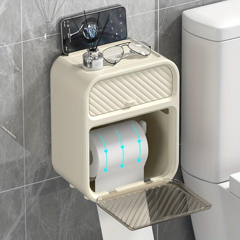 Wall Mounted Tissue Holder, Waterproof Toilet Storage C