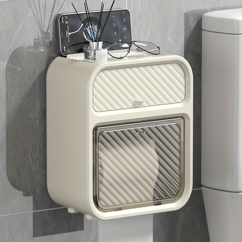 Wall Mounted Tissue Holder, Waterproof Toilet Storage C