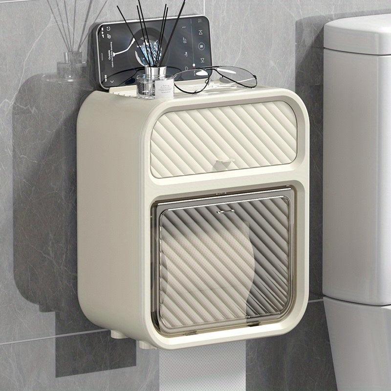 Wall Mounted Tissue Holder, Waterproof Toilet Storage C